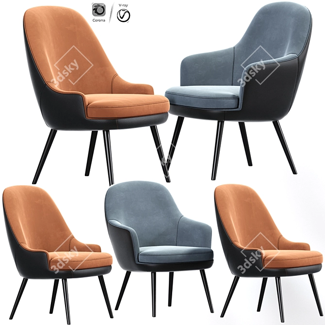 Modern Walter Knoll Dining Chair Set 3D model image 1