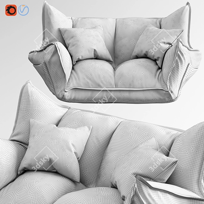 Comfy Sofa: High Detail, 3D Max Files 3D model image 3