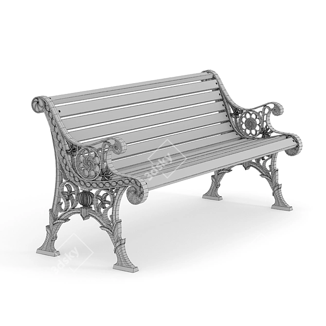 Cityscape Charm: Openwork Bench 3D model image 4