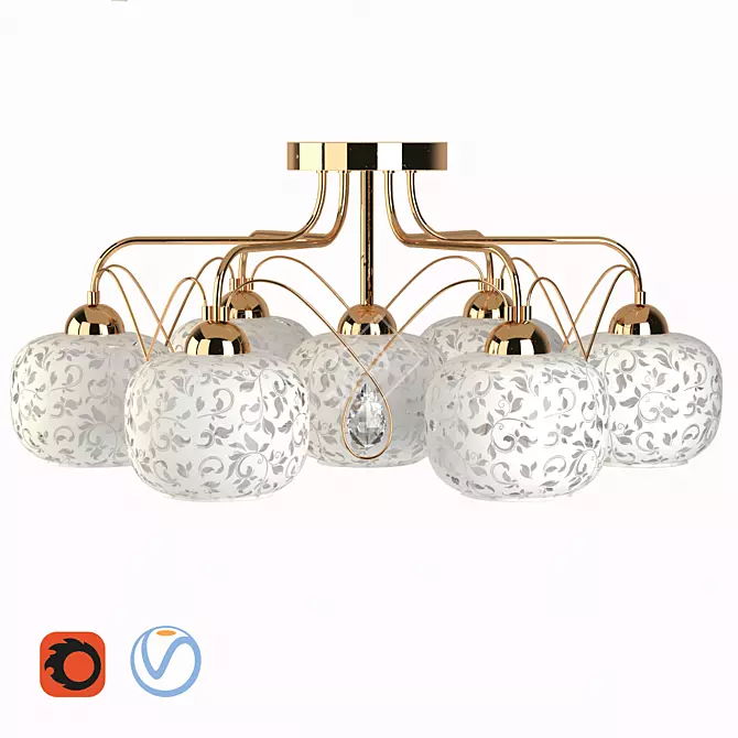 Glam Gold Chandelier 3D model image 1