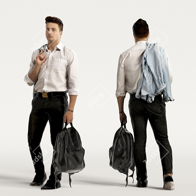 Realistic 3D Scanned Man | 3 Color Variations 3D model image 1