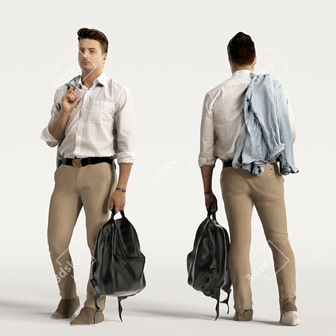 Realistic 3D Scanned Man | 3 Color Variations 3D model image 2