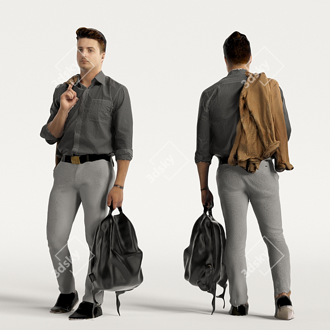 Realistic 3D Scanned Man | 3 Color Variations 3D model image 3