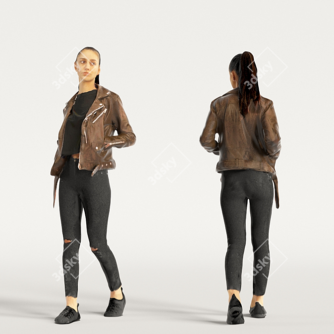 Realistic 3D Scanned Woman with Varying Colors 3D model image 3