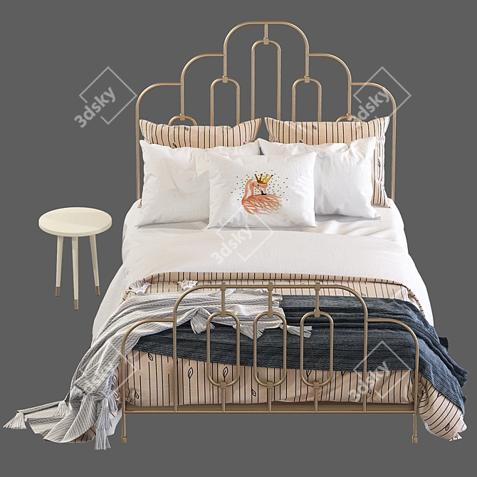 Deco Bed Anthropologie: Artful and Elegant 3D model image 2