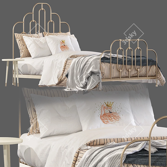 Deco Bed Anthropologie: Artful and Elegant 3D model image 3