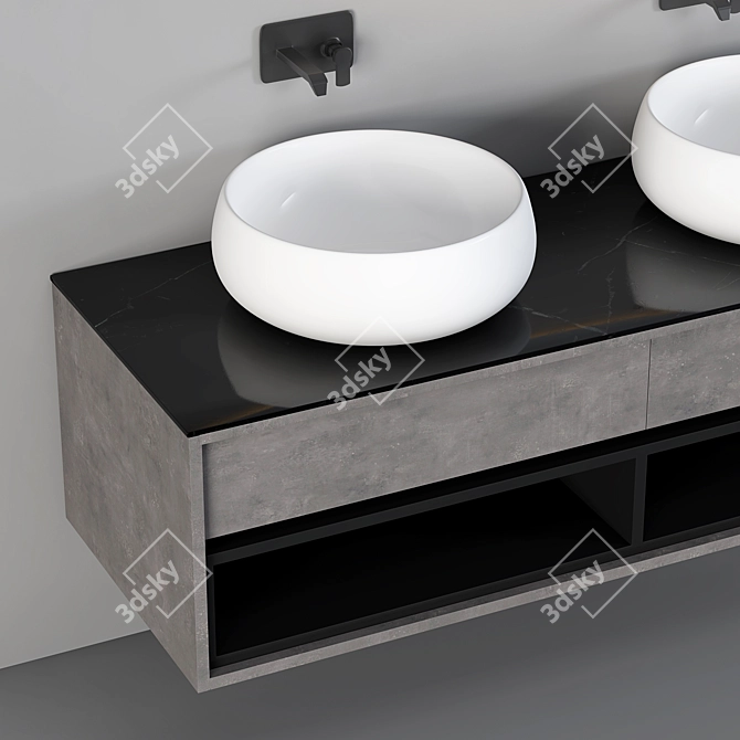 Modern Bathroom Cabinet Set 3D model image 2