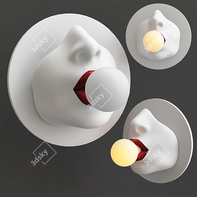 Elegant Red Sconce Wall Lamp 3D model image 2