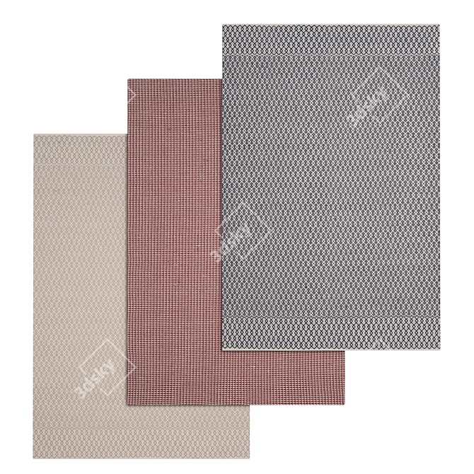 High-quality 3-Piece Carpets Set 3D model image 1