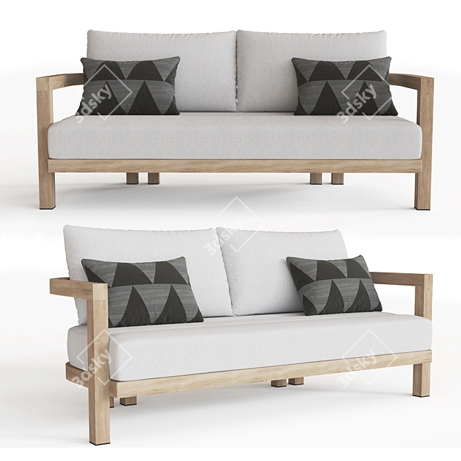 Gorgeous 72" Portofino Teak Sofa 3D model image 1