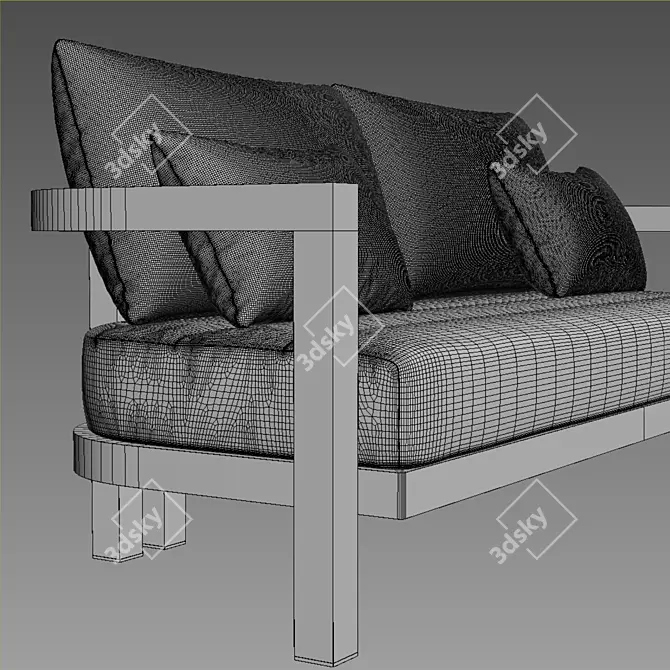 Gorgeous 72" Portofino Teak Sofa 3D model image 2
