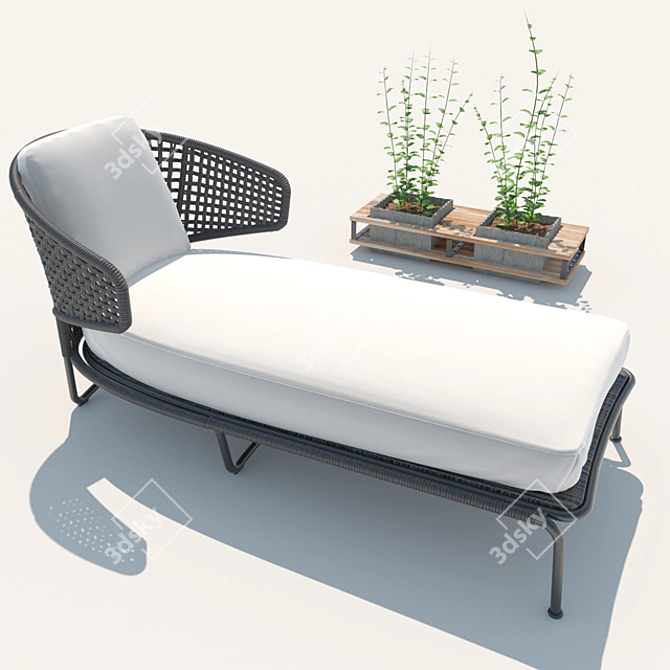 Elegant Outdoor Chaise Lounge 3D model image 1