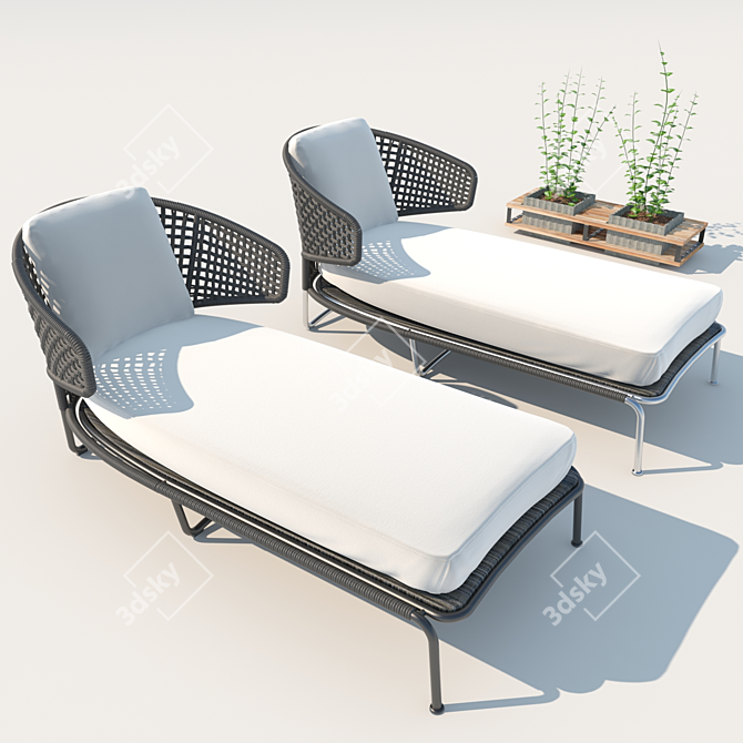 Elegant Outdoor Chaise Lounge 3D model image 5