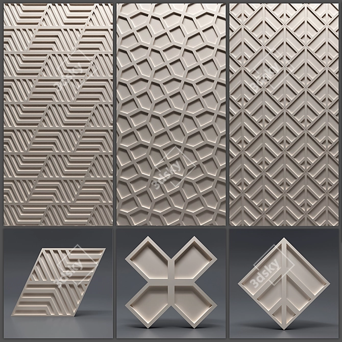 Seamless Gypsum 3D Panels: Stylish and Versatile 3D model image 1