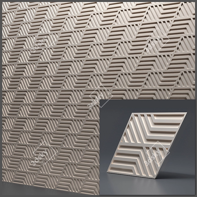 Seamless Gypsum 3D Panels: Stylish and Versatile 3D model image 2