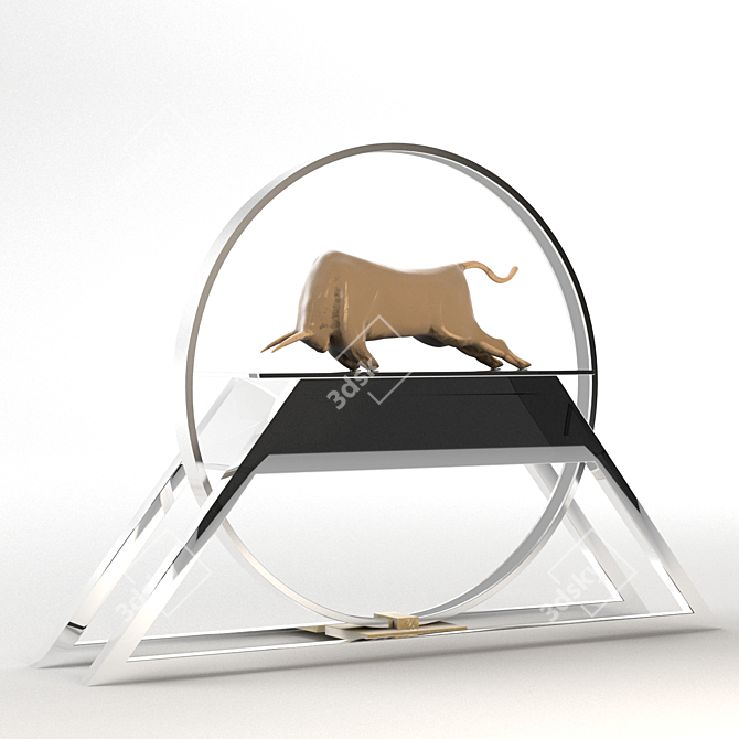 Elegant Bull Sculpture 3D model image 2