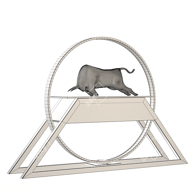 Elegant Bull Sculpture 3D model image 3