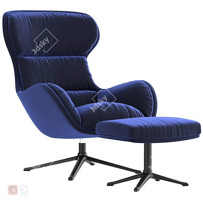 Boconcept Reno Chair & Footstool 3D model image 1