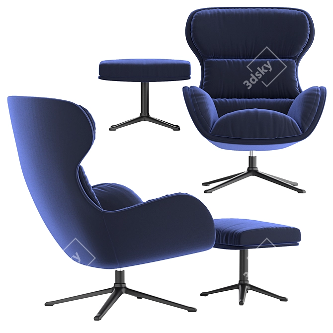 Boconcept Reno Chair & Footstool 3D model image 2