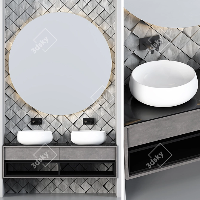 Modern Bathroom Cabinet Set 3D model image 1