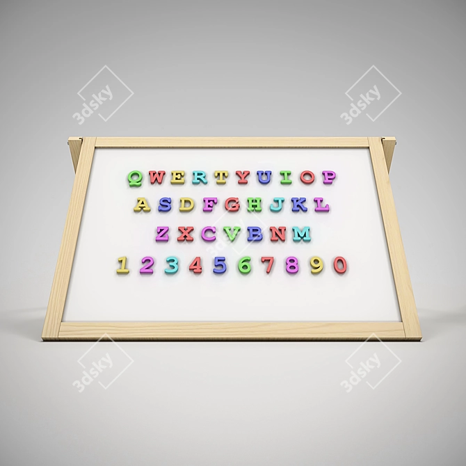 Fun Learning Magnetic Board with Letters 3D model image 1