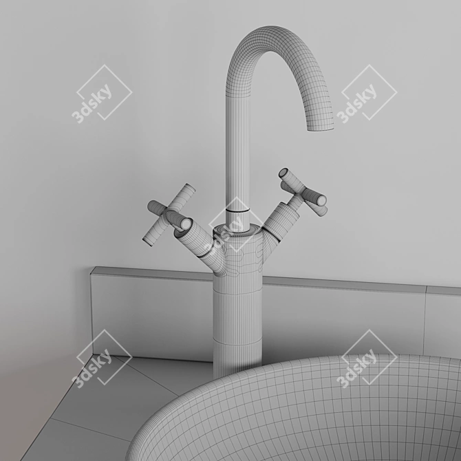 Modern 24" Teak Vanity Set 3D model image 5