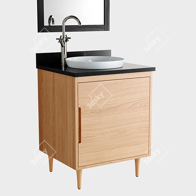 Modern 24" Teak Vanity Set 3D model image 7