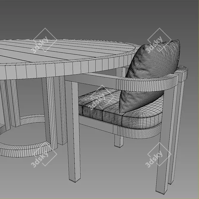 Teak Round Dining Table - 72" Portofino 3D model image 2