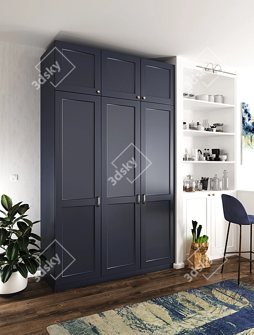 Custom-made Swing Door Cabinet Wardrobe - 1500x596x2500mm 3D model image 2