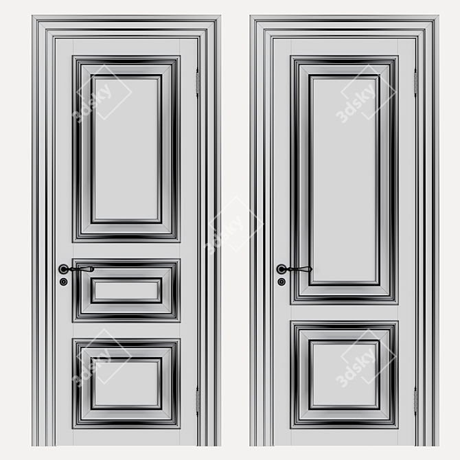 Elegant Classic Interior Doors 3D model image 3