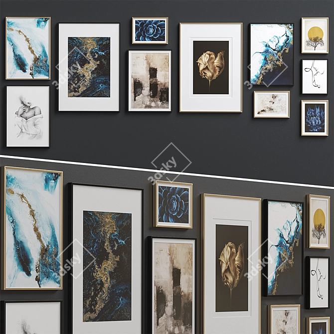 Elegant Interior Picture Frames - Set of 12 3D model image 1