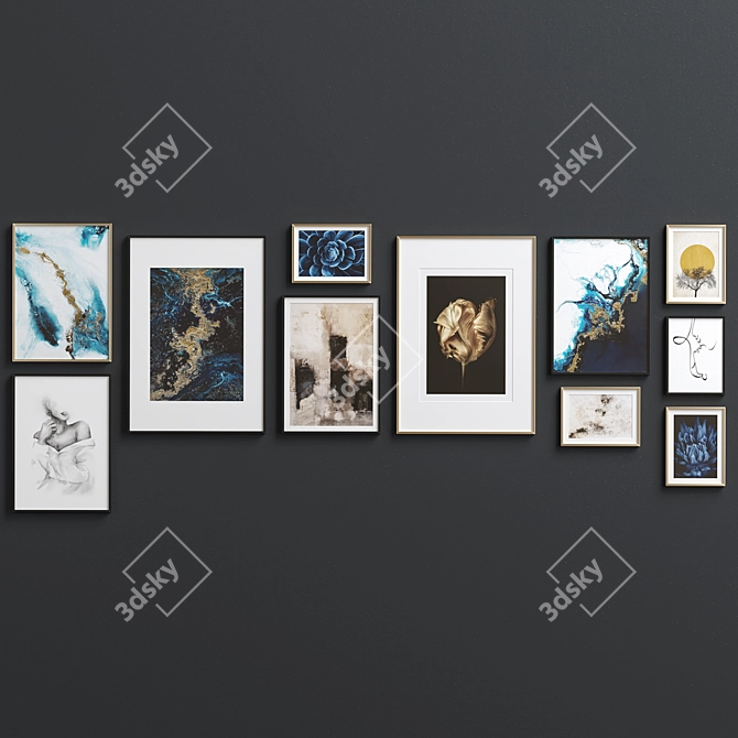 Elegant Interior Picture Frames - Set of 12 3D model image 3