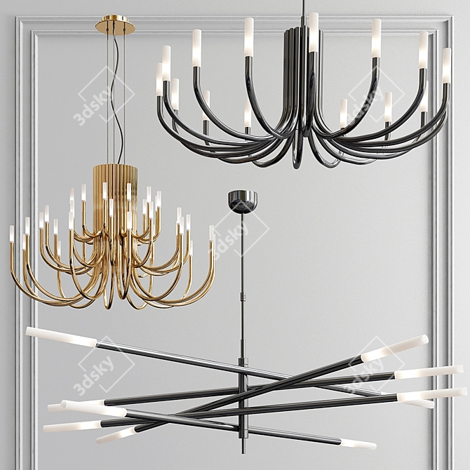 Elegant Rousseau Chandelier Collection 3D model image 2