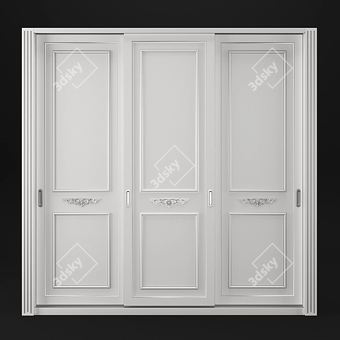 Title: Silver Patina Sliding Wardrobe 3D model image 1