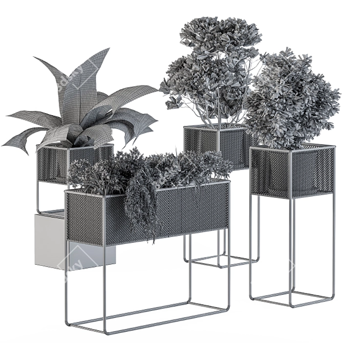 Metal Box Home Set: Stylish Plant Display 3D model image 4