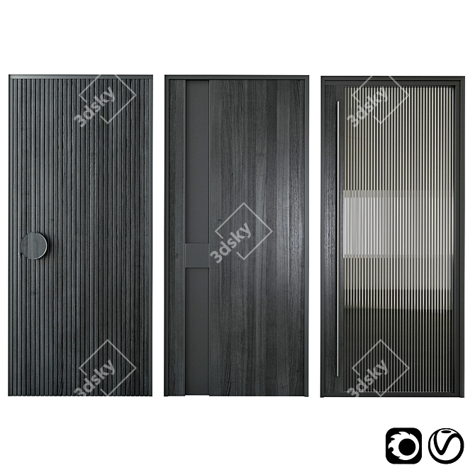 Sleek Black Entry Door 3D model image 1