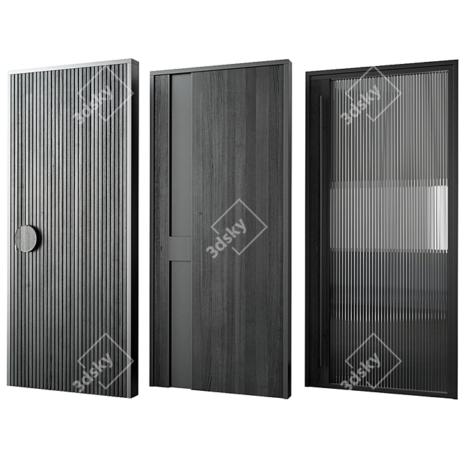 Sleek Black Entry Door 3D model image 4