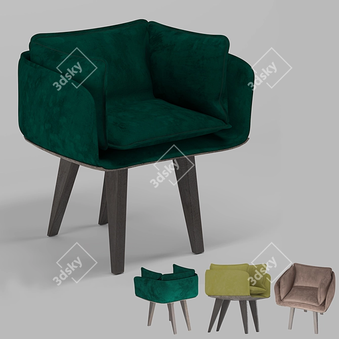 Velvet Luxury Chair 3D model image 1