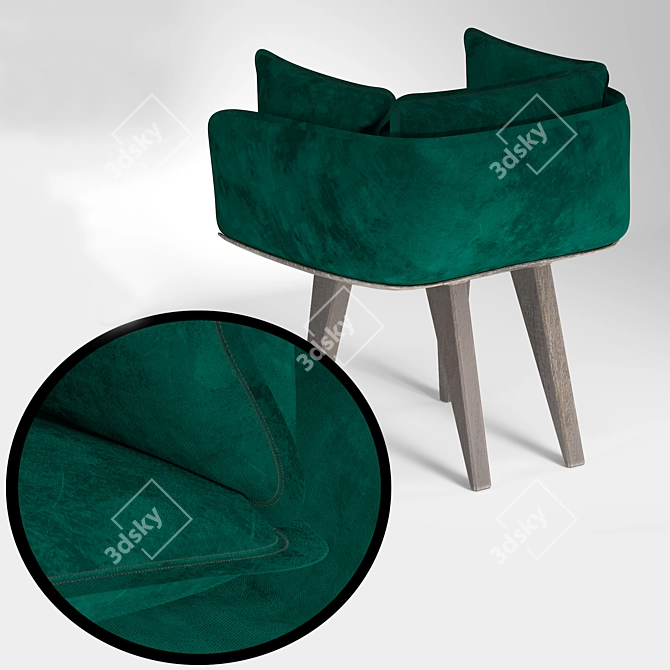 Velvet Luxury Chair 3D model image 2