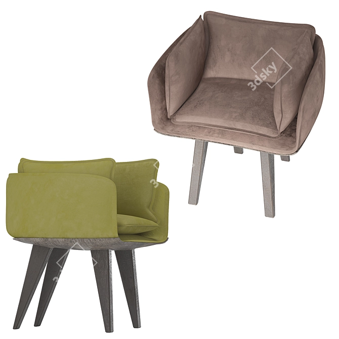 Velvet Luxury Chair 3D model image 3
