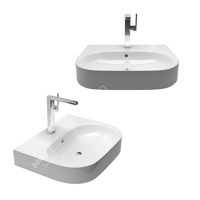 Hatria Area 60: Sleek Wall-Mounted Sink 3D model image 1