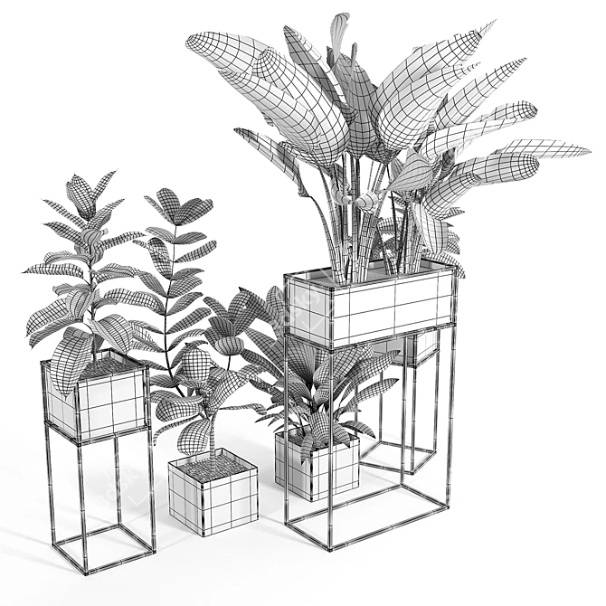 Modern Trio Black Planters: Enhance Your Space 3D model image 5