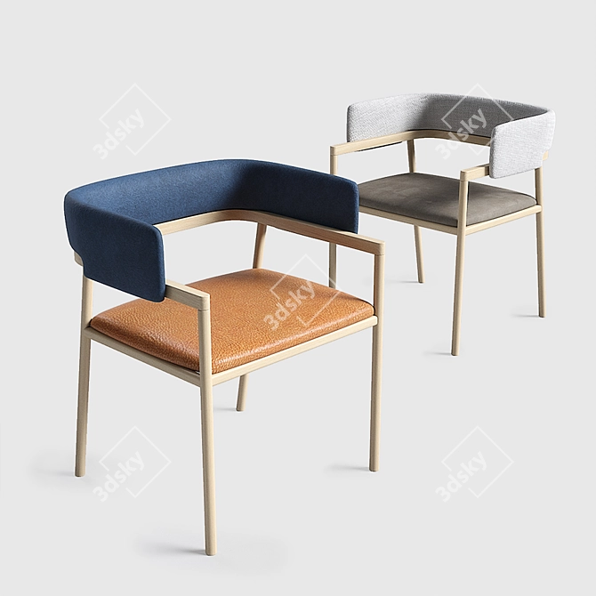 Sleek Modern Dining Chair 3D model image 1