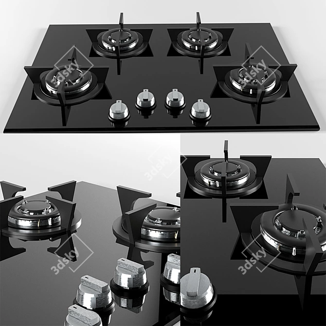 Sleek Gas Hob with Textures 3D model image 1