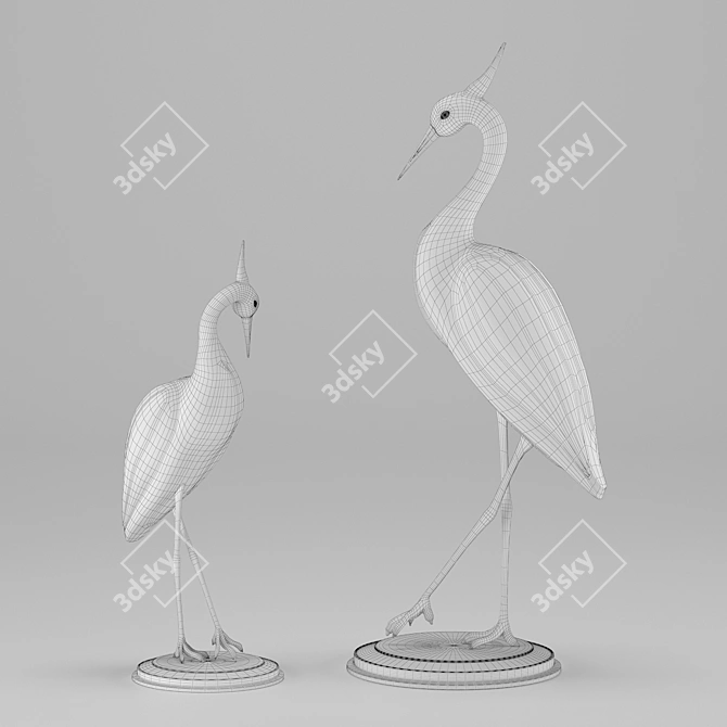 Elegant Stork Sculpture - Stunning Dimensions & Formats 3D model image 4