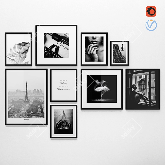 Scandi Frames: Black & White 3D model image 1