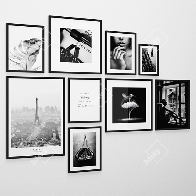 Scandi Frames: Black & White 3D model image 2