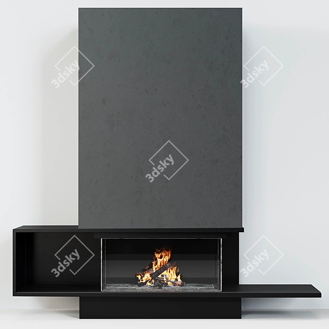 Minimalist Modern Fireplace 3D model image 2
