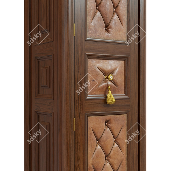 Classic Wood Wardrobe 3D model image 2