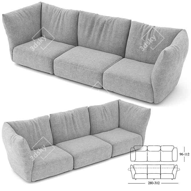 Edra Ultra-Comfort Standard Sofa 3D model image 1